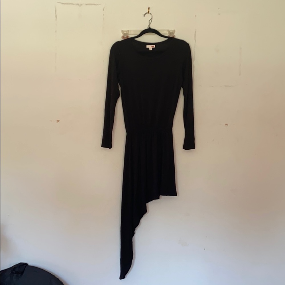 LNA Black Long Sleeve Asymmetrical Dress.
